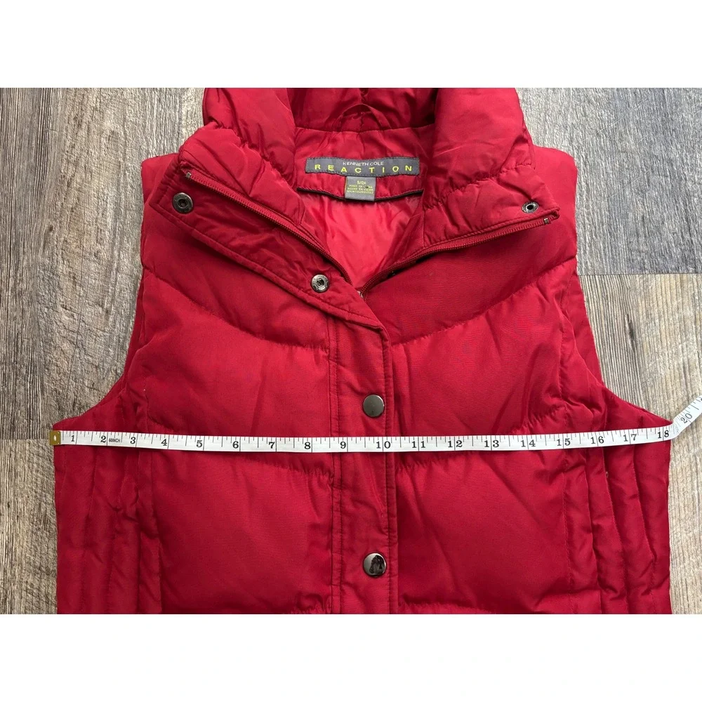 Kenneth Cole Reaction Womens Red Puffer Vest Down Feather Fill‎ Quilted Small